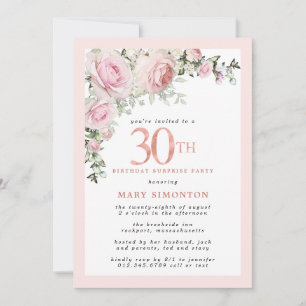 30e Verjaardag Surprise Feest Roze Roos Bloemen Kaart