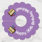 30e verjaardag taart met kaarsen chocolade ijsjes wijnglaslabel (Voorkant)