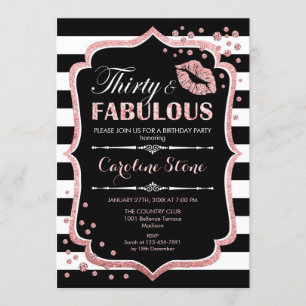 30e Verjaardag - Thirty Fabulous Black Roos Gold Kaart