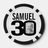 30e verjaardag twee aangepaste foto's zwart-wit poker chips (Achterkant)
