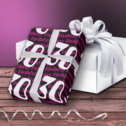 30e verjaardag Typografie Aangepaste leeftijd Cadeaupapier