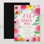 30e verjaardag uitnodiging. Bloemendag. Dames Kaart (Voorkant / Achterkant)