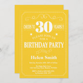 30e verjaardag uitnodiging geel en wit (Voorkant / Achterkant)