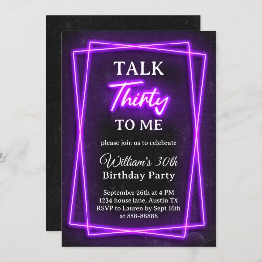 30e verjaardag uitnodiging Praat dertig tegen mij (Voorkant / Achterkant)