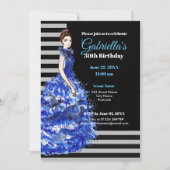 30e verjaardag uitnodiging Sparkly Blue Dress (Voorkant)