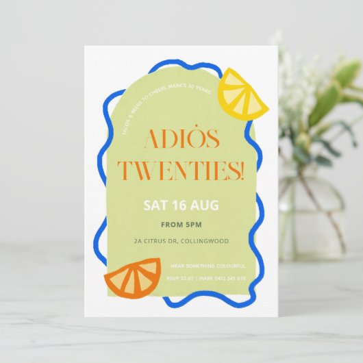 30e verjaardag uitnodiging van de Mexicaanse Parti (Staand voorkant)