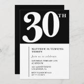 30e verjaardag uitnodigingen Black White Elegant (Voorkant / Achterkant)