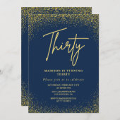 30e verjaardag uitnodigingen Gold Navy Glitter (Voorkant / Achterkant)