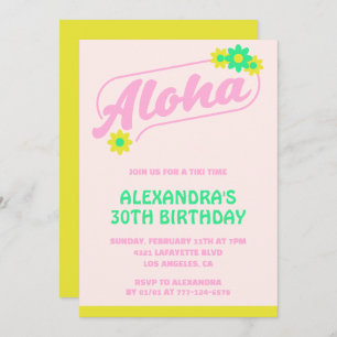 30e verjaardag uitnodigingen Tropical Aloha Pink