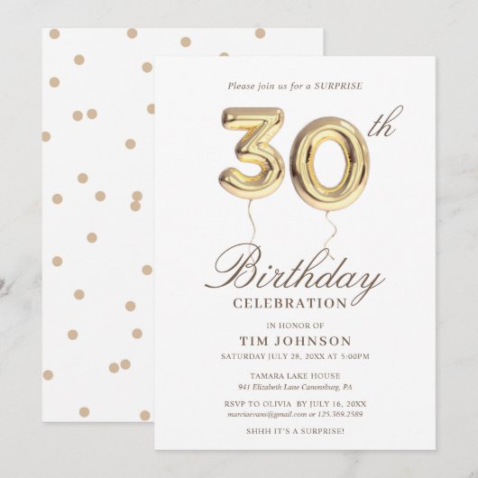 30e verjaardag van de feestdag kaart (Voorkant / Achterkant)