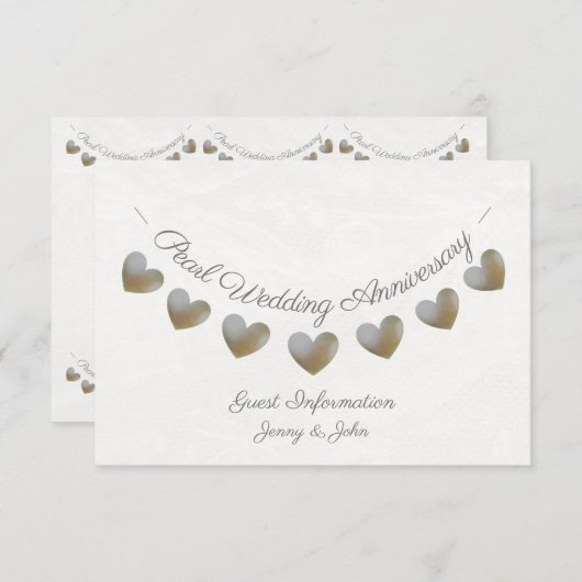 30e verjaardag van de parelbruiloft gastinformatie informatiekaartje (Voorkant / Achterkant)