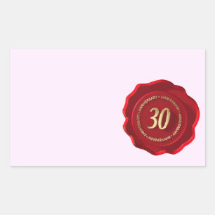 30e verjaardag van de rode wax-zegel rechthoekige sticker
