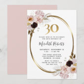 30e verjaardag van de Rozen Gold Metallic Floral P Kaart (Voorkant / Achterkant)