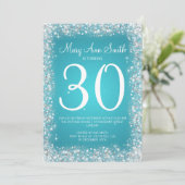 30e verjaardag van de Sparking Glitter Turquoise Kaart (Staand voorkant)