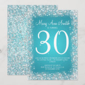 30e verjaardag van de Sparking Glitter Turquoise Kaart (Voorkant / Achterkant)