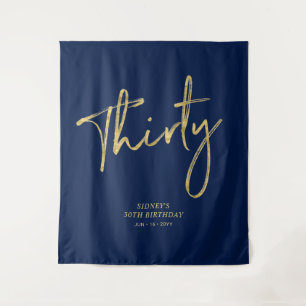 30e verjaardag van Gold & Navy Blue Wandkleed