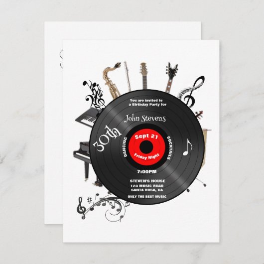 30e verjaardag van Musical Instruments Fun Kaart (Voorkant / Achterkant)