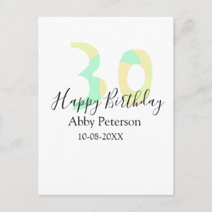 30e verjaardag vet letter pastel geel zwart retr briefkaart