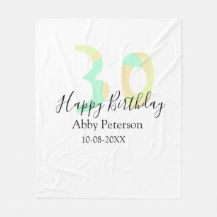 30e verjaardag vet letter pastel geel zwart retr fleece deken
