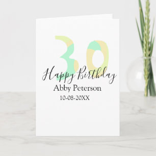 30e verjaardag vet letter pastel geel zwart retr kaart