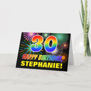 30e verjaardag: Vet, Plezier, Vuurwerk, Regenboog Kaart