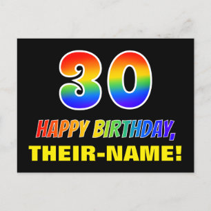 30e verjaardag: Vet, Vun, Eenvoudig, Regenboog 30 Briefkaart