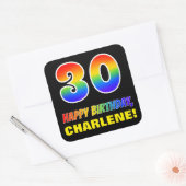 30e verjaardag: Vet, Vun, Eenvoudig, Regenboog 30 Vierkante Sticker (Envelop)