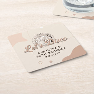 30e verjaardag viering 70s Retro Disco Feest Vierkante Kartonnen Onderzetter