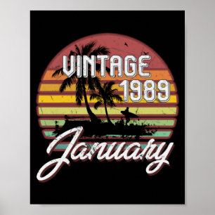 30e verjaardag Vintage kwitteraar januari 1989 Poster