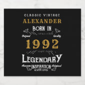 30e verjaardag Voeg naam 1972 zwart goud toe Sparkling Wijnetiket (Enkel label)