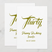 30e verjaardag voeg naam datum jaar goud sjabloon kaart (Voorkant / Achterkant)