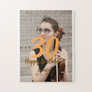 30e verjaardag voeg naam datum jaar witte foto legpuzzel