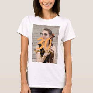 30e verjaardag voeg naam datum jaar witte foto t-shirt