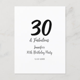 30e verjaardag voeg naam datum jaar zwart briefkaart