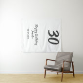 30e verjaardag voeg naam datum jaar zwart sjabloon wandkleed (In Situ (horizontaal))