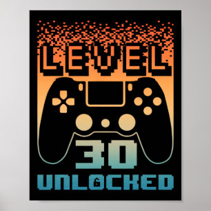 30e verjaardag voor mannen level 30 ontgrendeld ga poster