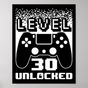 30e verjaardag voor mannen level 30 ontgrendeld ga poster