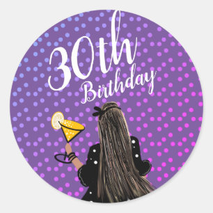 30e verjaardag Vrouw Cocktail Mode Schoonheid Ronde Sticker