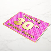 30e verjaardag — vuurroze harten en strips folie uitnodiging (Gedraaid)