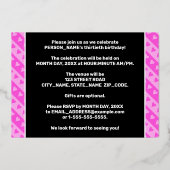 30e verjaardag — vuurroze harten en strips folie uitnodiging (Achterkant)