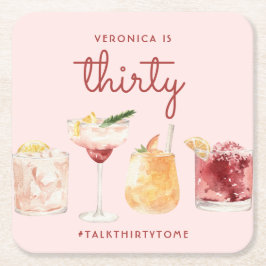 30e verjaardag Waterverf Cocktail Onderzetters