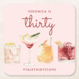 30e verjaardag Waterverf Cocktail Onderzetters