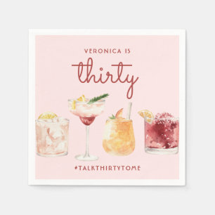 30e verjaardag Waterverf cocktail servetten