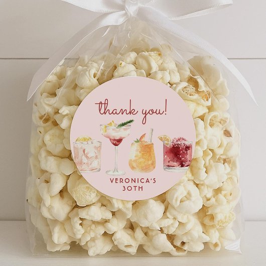 30e verjaardag Waterverf Cocktail Stickers