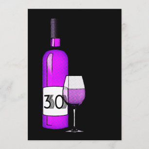 30e verjaardag : wijnfles en glas kaart