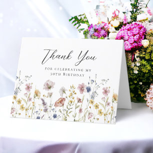 30e Verjaardag Wildflowers Floral Dank u Bedankkaart