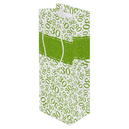 30e Verjaardag Willekeurig Nummer Patroon Groen/Wi Wijn Cadeautas (Achterkant Gekanteld)