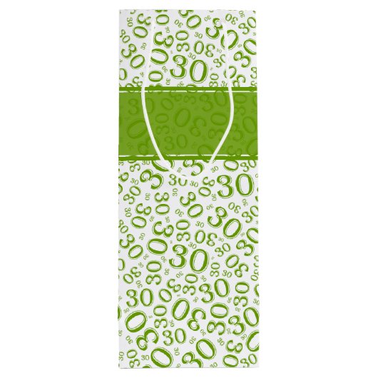 30e Verjaardag Willekeurig Nummer Patroon Groen/Wi Wijn Cadeautas (Achterkant)