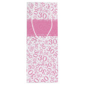 30e Verjaardag Willekeurig Nummer Patroon Roze/Wit Wijn Cadeautas (Achterkant)