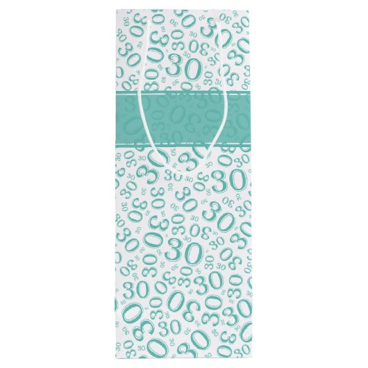 30e Verjaardag Willekeurig Nummer Patroon Turkoois Wijn Cadeautas (Achterkant)